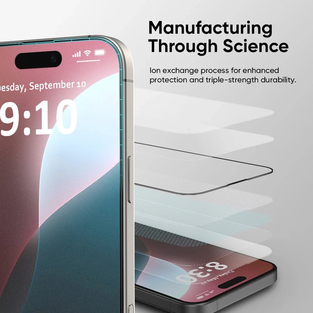 Zaščitna folija za zaslon Anank 5X Reinforced Invisible za Apple iPhone 17 Pro Max, Kaljeno steklo, Full Glue, 3D, Črna