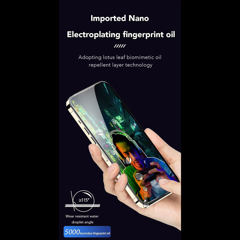 Zaščitna folija zaslona Anank proti prstnim odtisom za Apple iPhone 14 Pro Max, kaljeno steklo, polno lepilo, 2.5D, črna