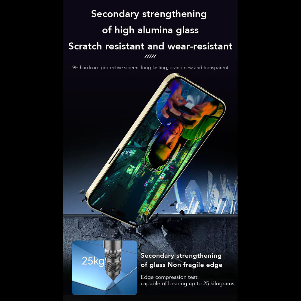 Zaščitna folija zaslona Anank proti prstnim odtisom za Apple iPhone 14 Pro Max, kaljeno steklo, polno lepilo, 2.5D, črna
