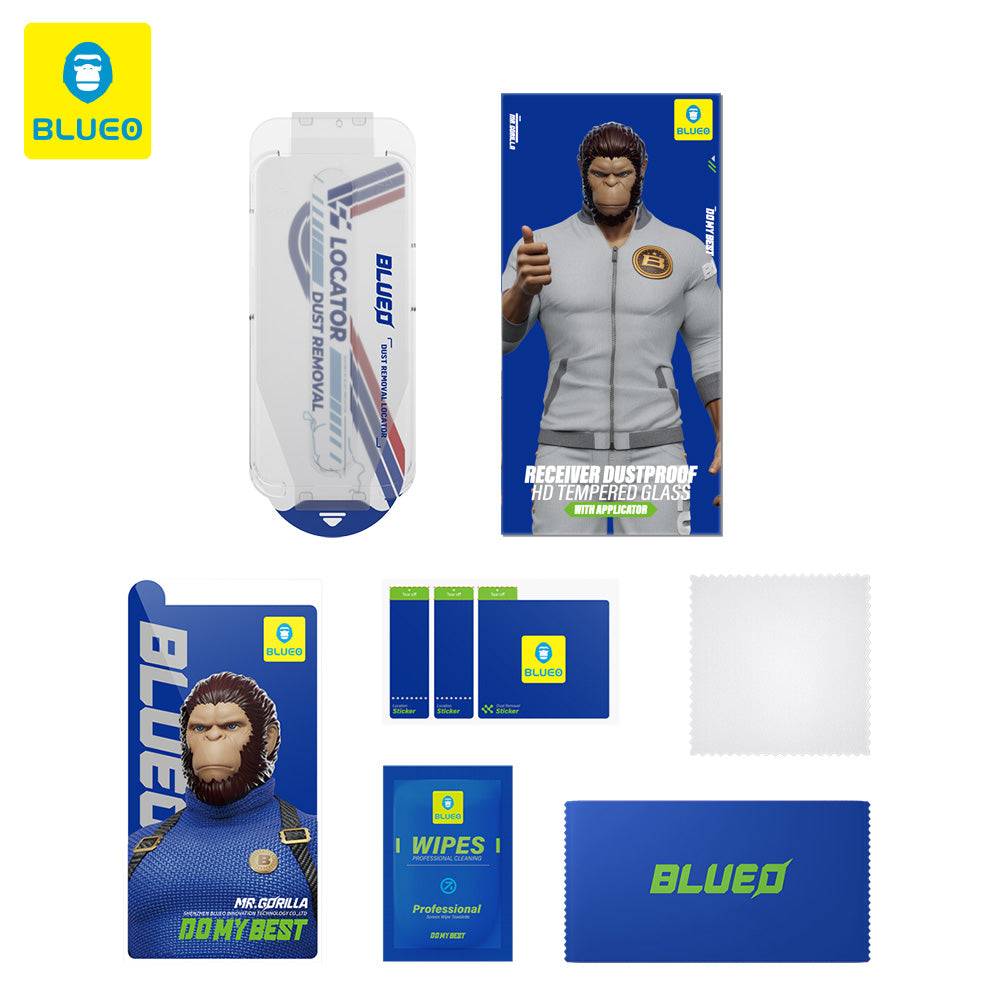 Zaščitna folija zaslona Blueo Anti-Dust HD Applicator Pro za Apple iPhone 14 Pro Max, kaljeno steklo, polno lepilo, črna
