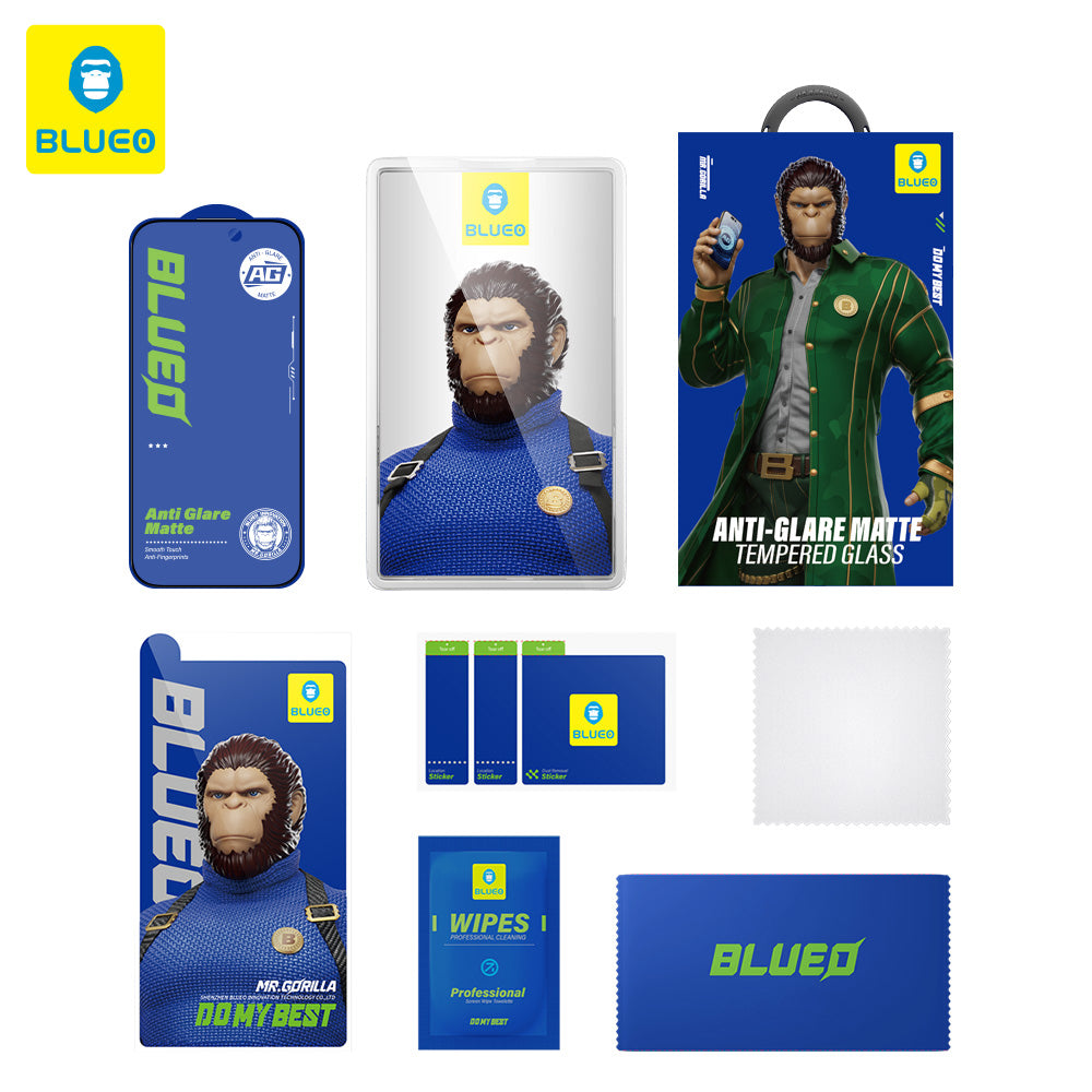 Zaščitna folija za zaslon Blueo Anti-Glare za Apple iPhone 14 Plus / 13 Pro Max, kaljeno steklo, polno lepilo, črna