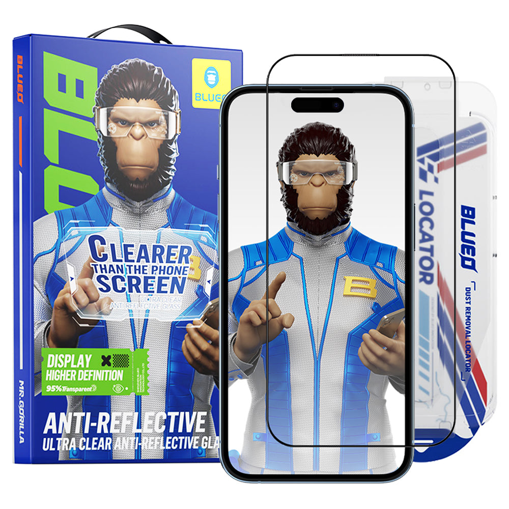 Zaščitna folija za zaslon Blueo Anti-Reflective HD Applicator Pro za Apple iPhone 16 Pro Max, kaljeno steklo, polno lepilo, črna