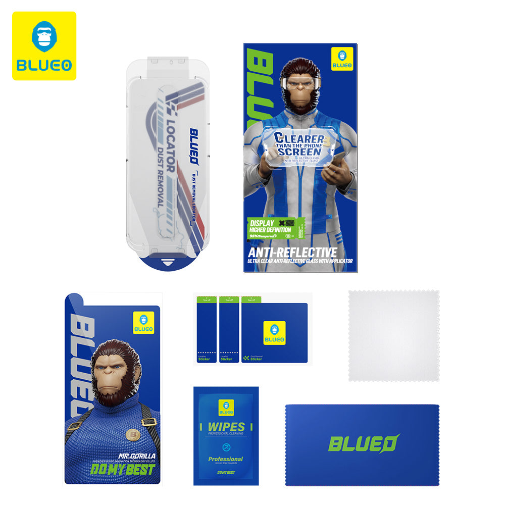 Zaščitna folija za zaslon Blueo Anti-Reflective HD Applicator Pro za Apple iPhone 16 Pro Max, kaljeno steklo, polno lepilo, črna