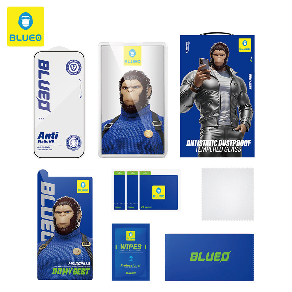 Zaščitna folija za zaslon Blueo Anti-Static HD za Apple iPhone 14 Plus / 13 Pro Max, kaljeno steklo, polno lepilo, črna
