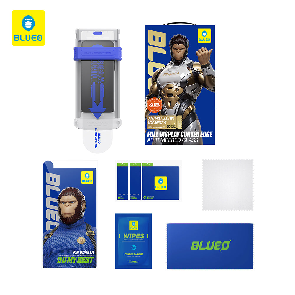 Zaščitna folija za zaslon Blueo AR Applicator Pro za Apple iPhone 16 Pro Max, kaljeno steklo, polno lepilo, 3D, črna