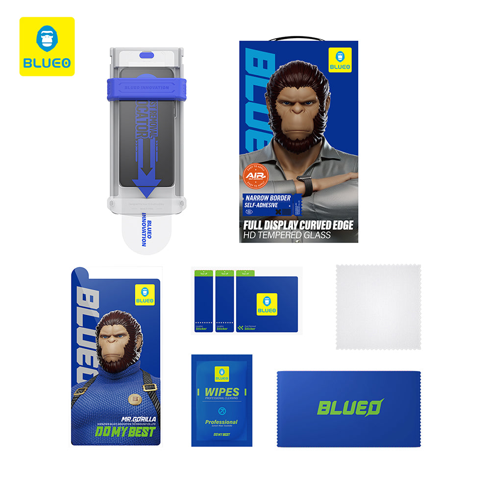 Zaščitna folija za zaslon Blueo HD Applicator Pro za Apple iPhone 16 Pro Max, kaljeno steklo, polno lepilo, 3D, črna