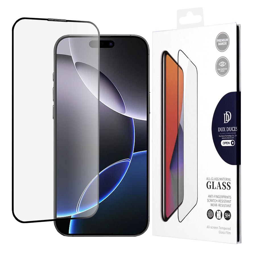 Zaščitna folija zaslona DUX DUCIS za Apple iPhone 16 Pro Max, kaljeno steklo, lepljenje na robu, črna