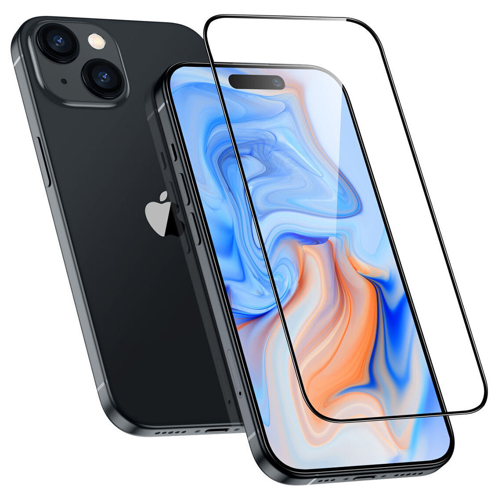 Zaščitna folija za zaslon ESR Armorite za Apple iPhone 15 Plus, Kaljeno steklo, Polno lepljenje, Črna