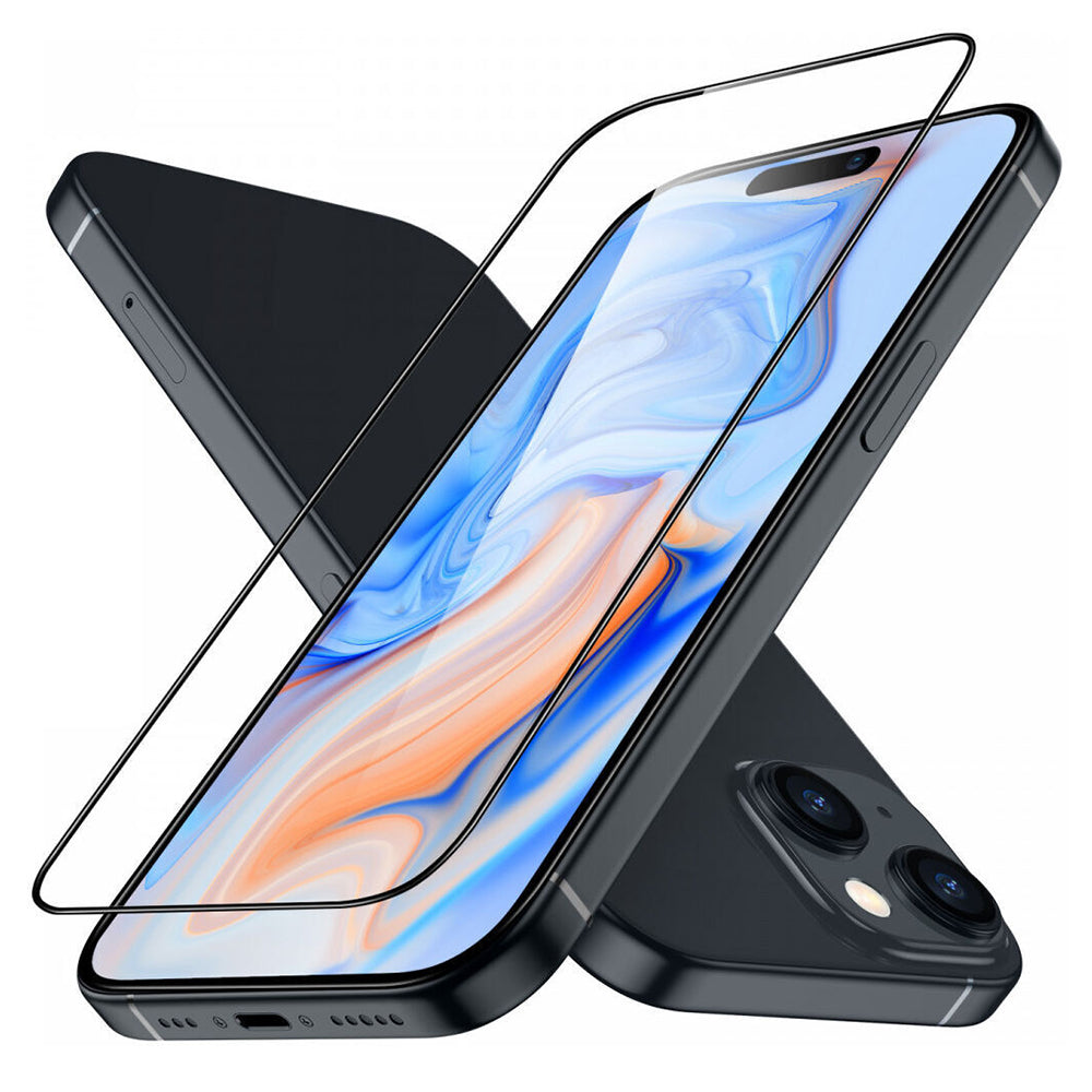 Zaščitna folija za zaslon ESR Armorite za Apple iPhone 15 Plus, Kaljeno steklo, Polno lepljenje, Črna
