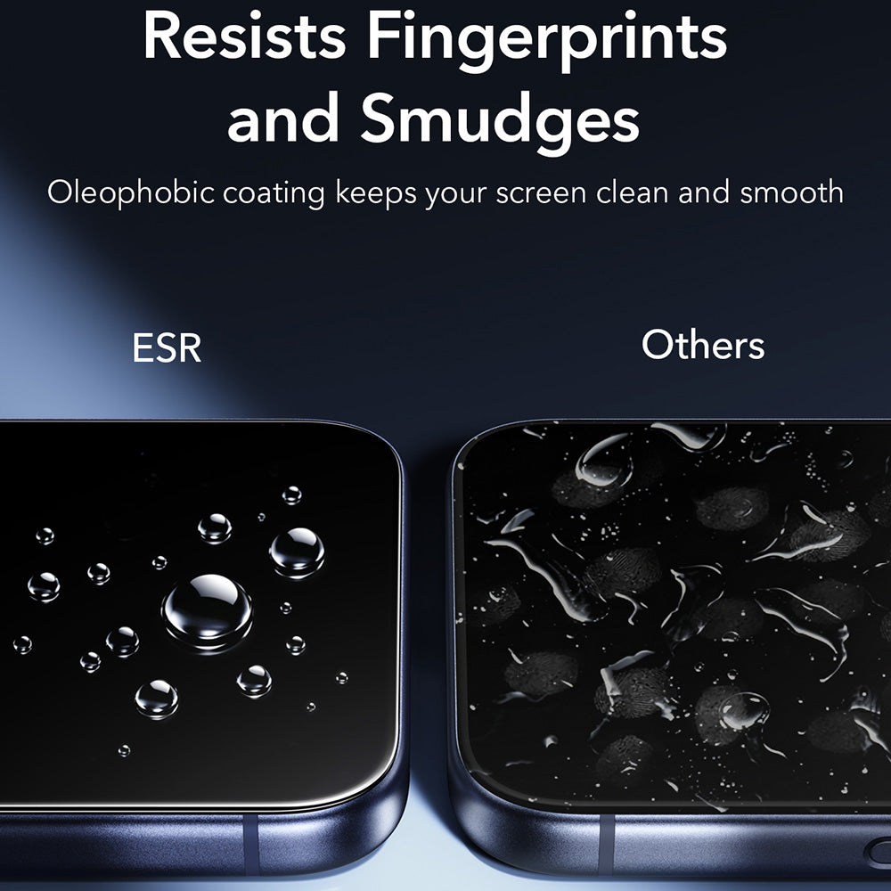 Zaščitna folija za zaslon ESR Armorite UltraFit za Apple iPhone 18 Pro / 17 Pro, varnostno steklo, polno lepilo, komplet 2 kosa, črna