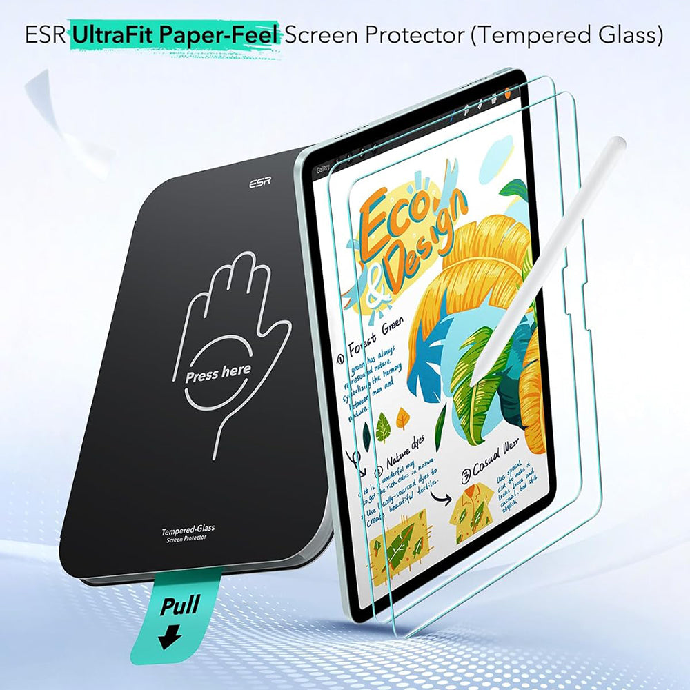Zaščitna folija za zaslon ESR Paper Feel UltraFit za Apple iPad (2025) / (2022), Plastika, Set 2 kosa
