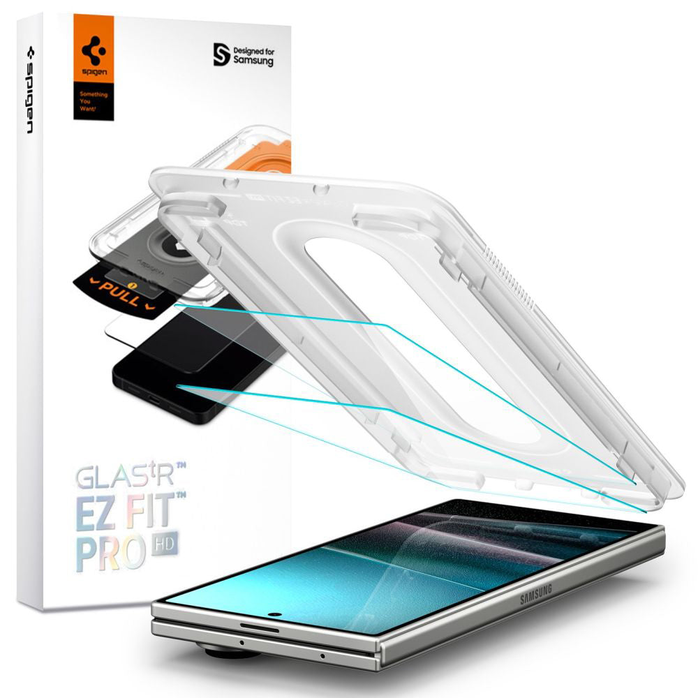 Zaščitna folija za zunanji zaslon Spigen GlastR EZ FIT Pro HD za Samsung Galaxy Z Fold7 F966, Kaljeno steklo, Polno lepljenje, Komplet 2 kosa AGL09579