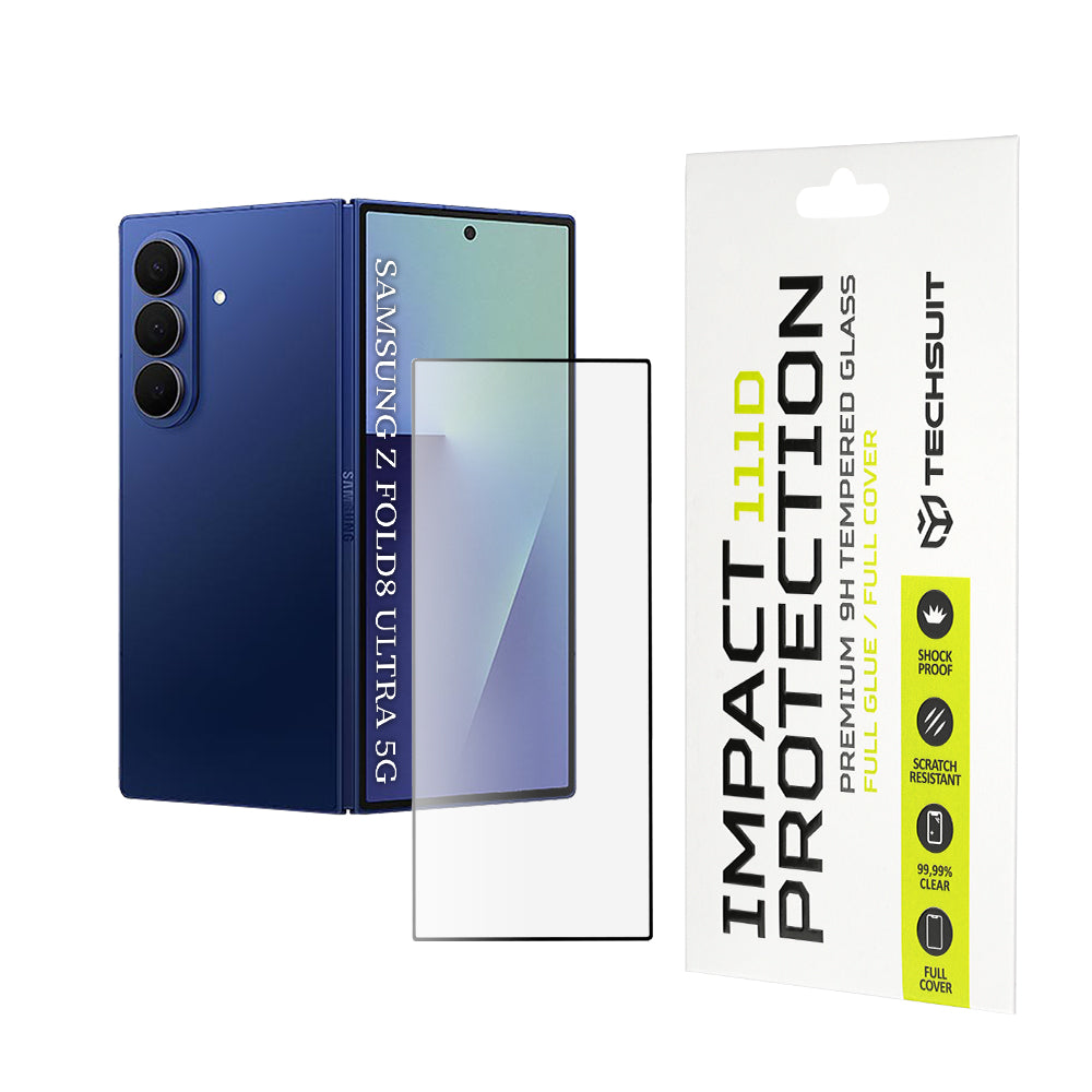 Zaščitna folija za zunanji zaslon Techsuit za Samsung Galaxy Z Fold8 Ultra F976, kaljeno steklo, polno lepilo, 111D, črna