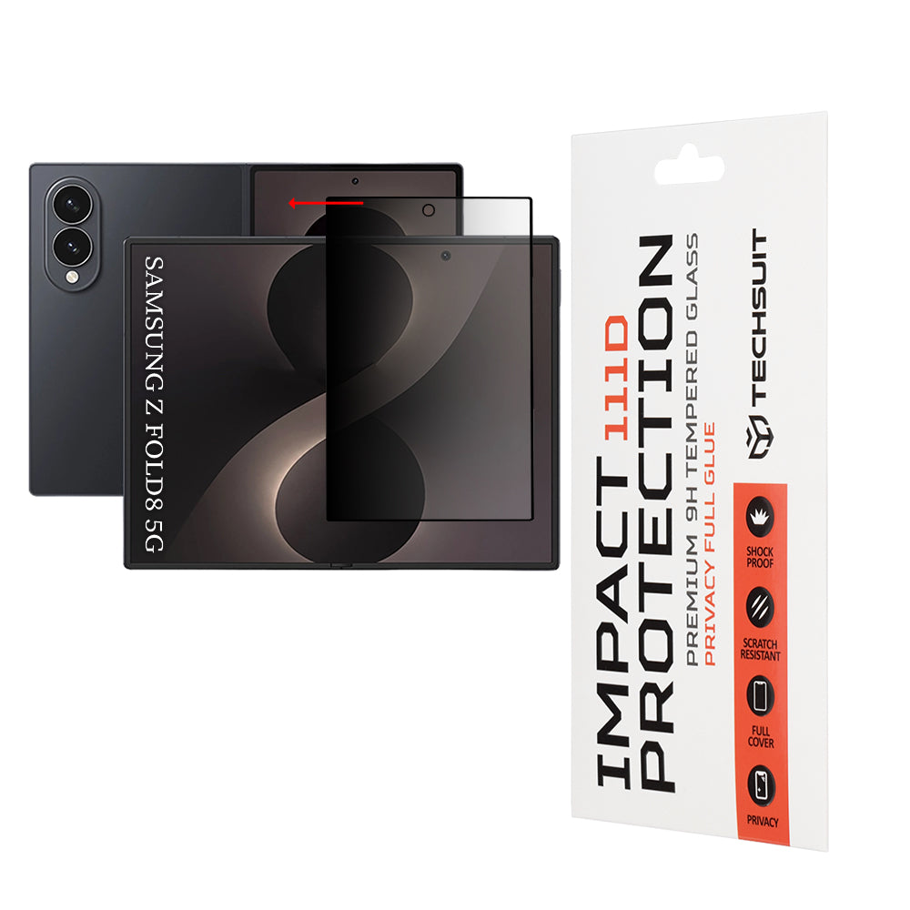 Zaščitna folija za notranji zaslon Privacy Techsuit za Samsung Galaxy Z Fold8 F976, kaljeno steklo, polno lepilo, 111D