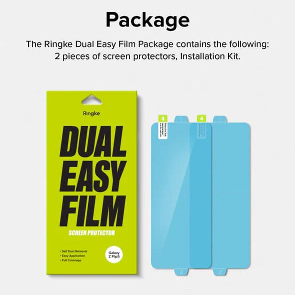 Zaščitna folija za notranji zaslon Ringke Dual Easy za Samsung Galaxy Z Flip5 F731, Plastika, Set 2 kosa