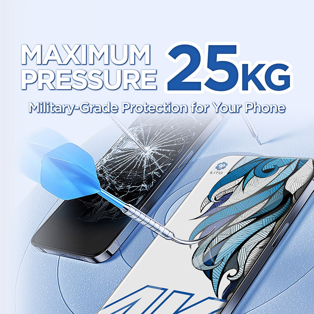 Zaščitna folija za zaslon Lito D+ Max 4K za Apple iPhone 17 Pro Max, Kaljeno steklo, Polno lepljenje, Črna