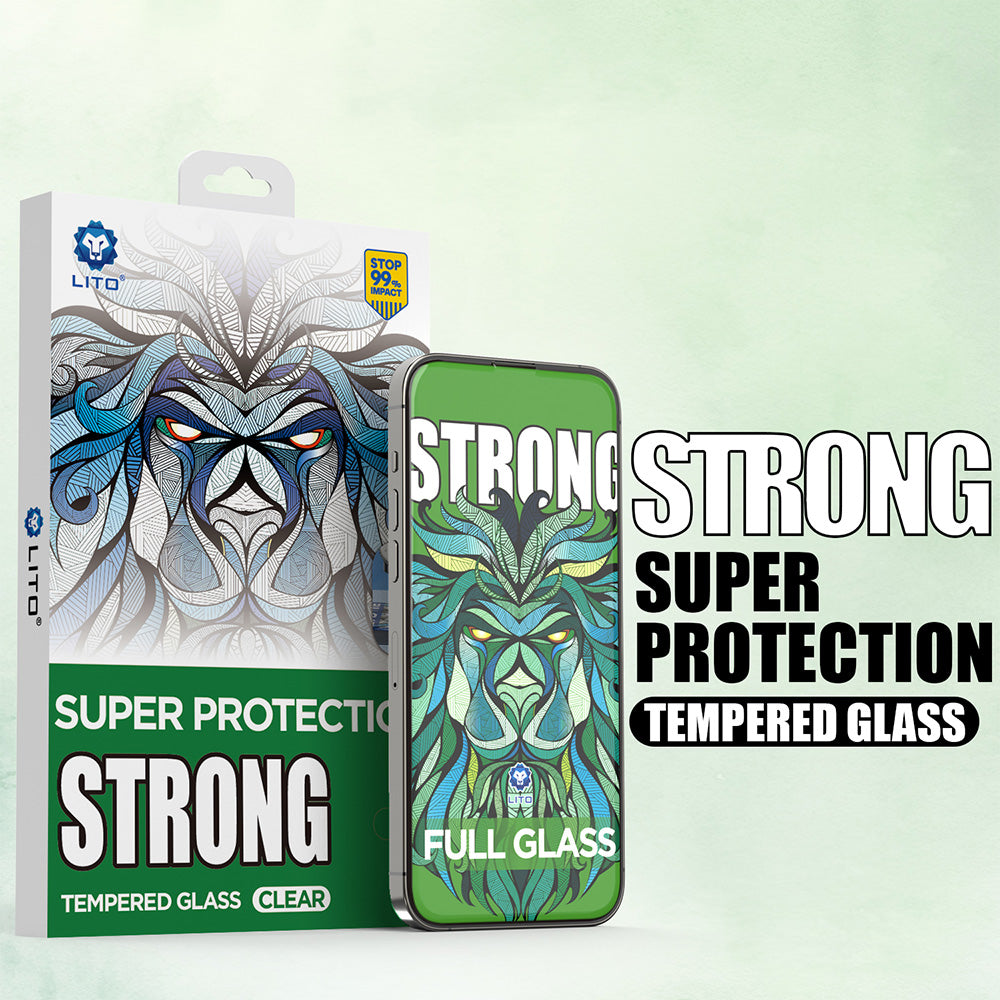 Zaščitna folija za zaslon Lito D+ Max Strong za Apple iPhone 17 / 16 Pro, Kaljeno steklo, Polno lepilo, Črna