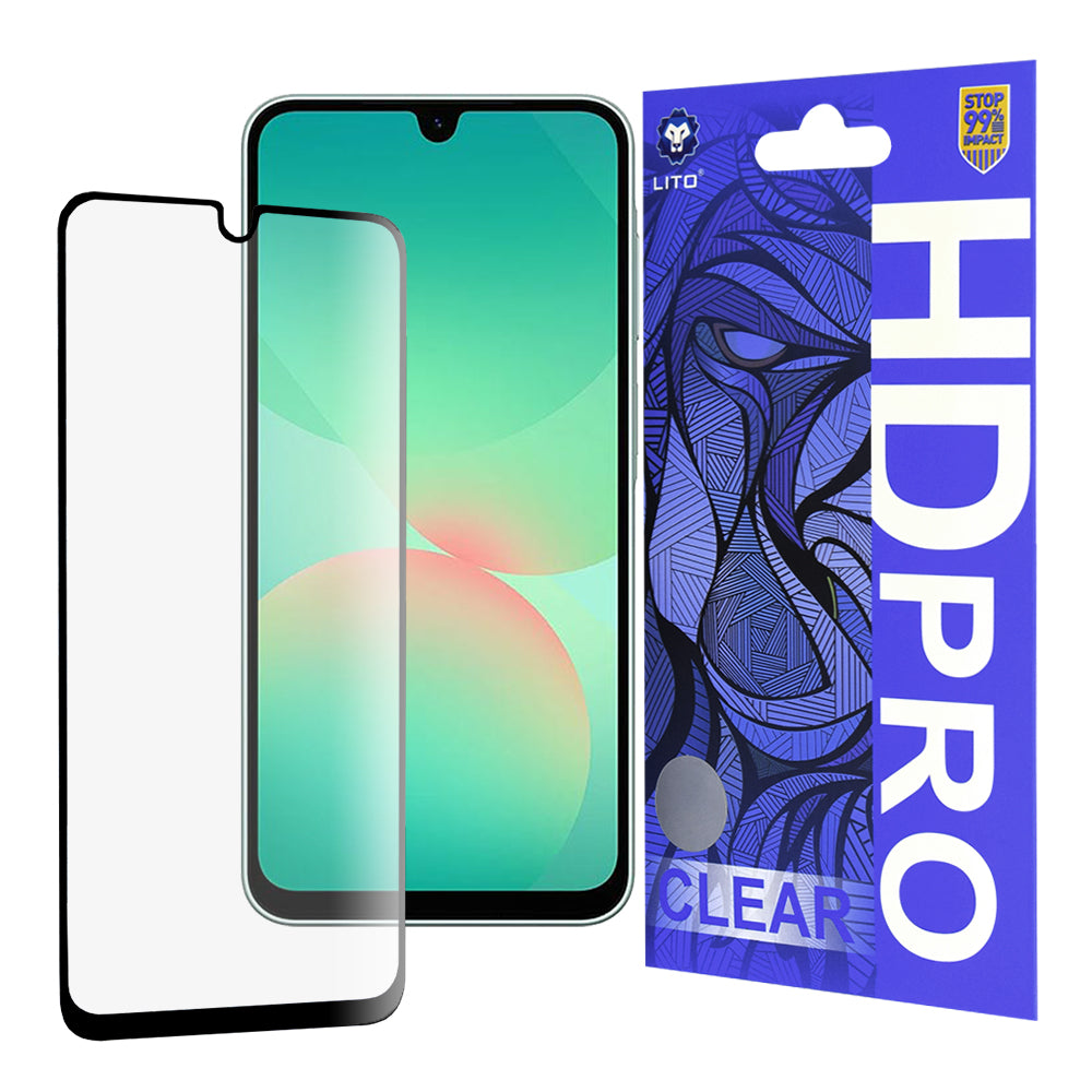 Zaščitna folija za zaslon Lito HD Pro Clear za Samsung Galaxy A26 A266, kaljeno steklo, polno lepilo, črna