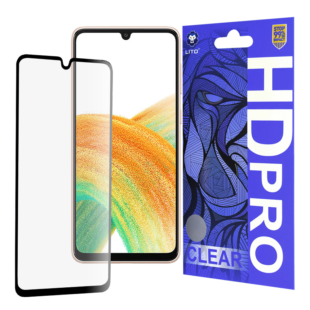Zaščitna folija za zaslon Lito HD Pro Clear za Samsung Galaxy A33 5G A336, kaljeno steklo, polno lepilo, črna