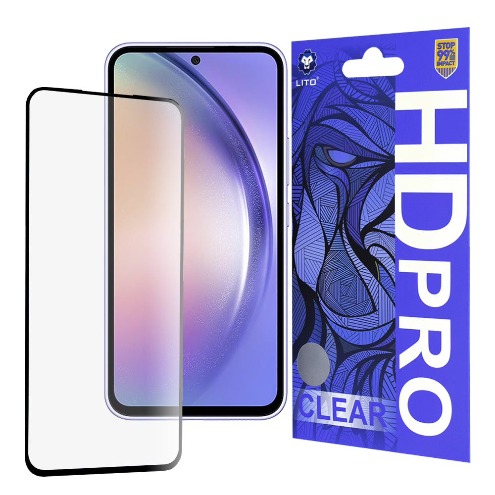 Zaščitna folija za zaslon Lito HD Pro Clear za Samsung Galaxy A54 A546, kaljeno steklo, polno lepilo, črna