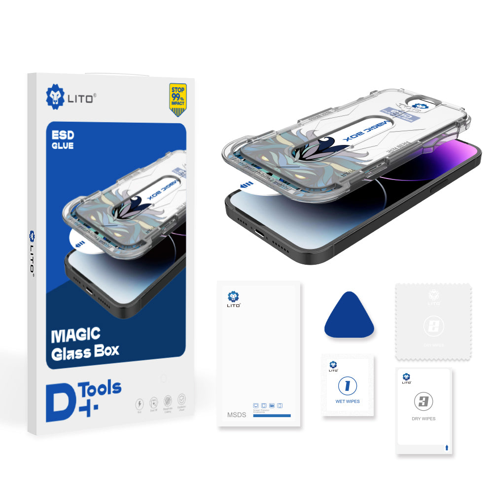 Zaščitna folija zaslona Lito Magic Glass Box D+ Tools za Apple iPhone 16, varnostno steklo, polno lepilo