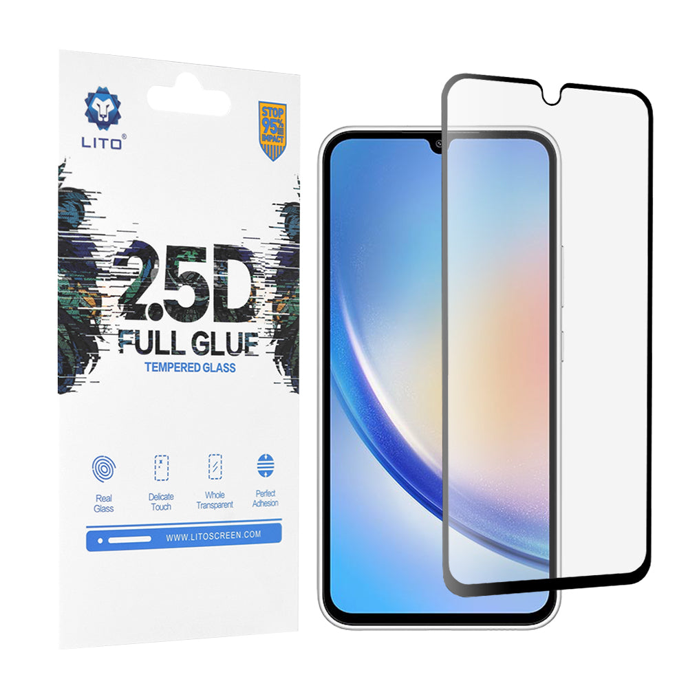 Zaščitna folija za zaslon Lito za Samsung Galaxy A34 A346, kaljeno steklo, polno lepilo, 2.5D, črna