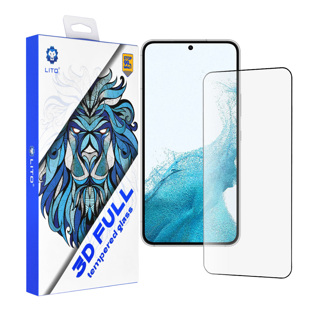 Zaščitna folija za zaslon Lito za Samsung Galaxy S23 S911 / S22 5G S901, kaljeno steklo, polno lepilo, 3D, črna
