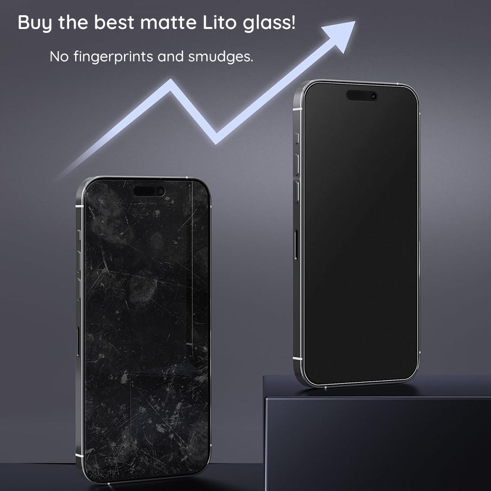 Mat zaščitna folija za zaslon Lito HD Pro za Apple iPhone 16 Plus, kaljeno steklo, polno lepilo, črna