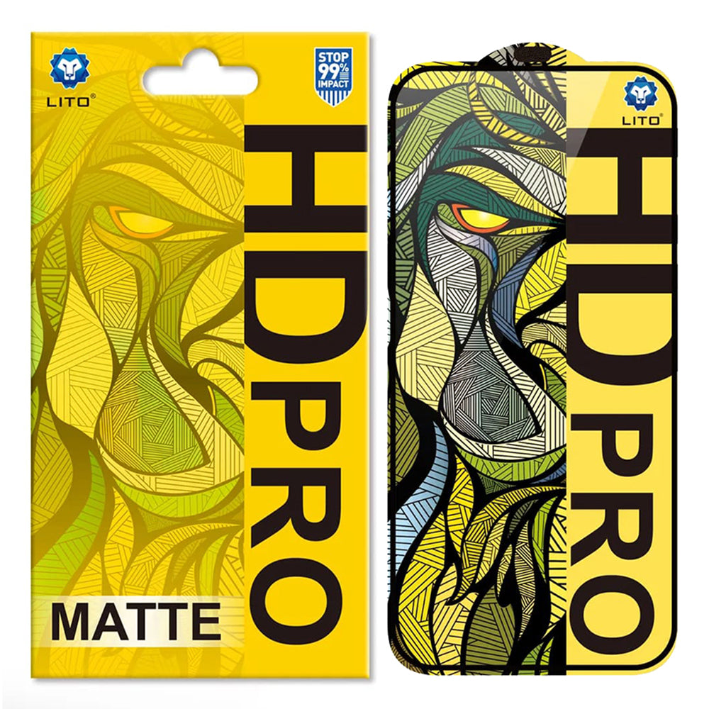Mat zaščitna folija za zaslon Lito HD Pro za Apple iPhone 16, kaljeno steklo, polno lepilo, črna