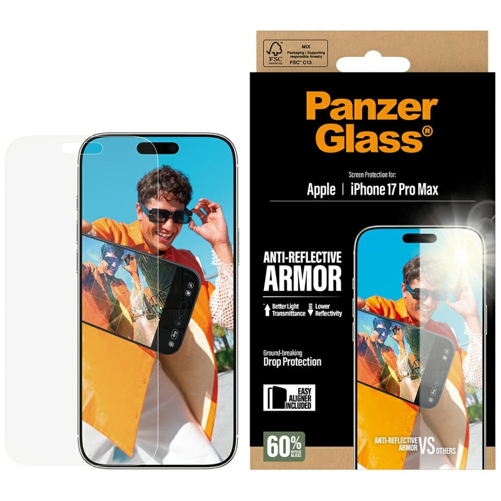 Zaščitna folija za zaslon Matte PanzerGlass Armor EasyAligner za Apple iPhone 17 Pro Max, Kaljeno steklo, Polno lepljenje