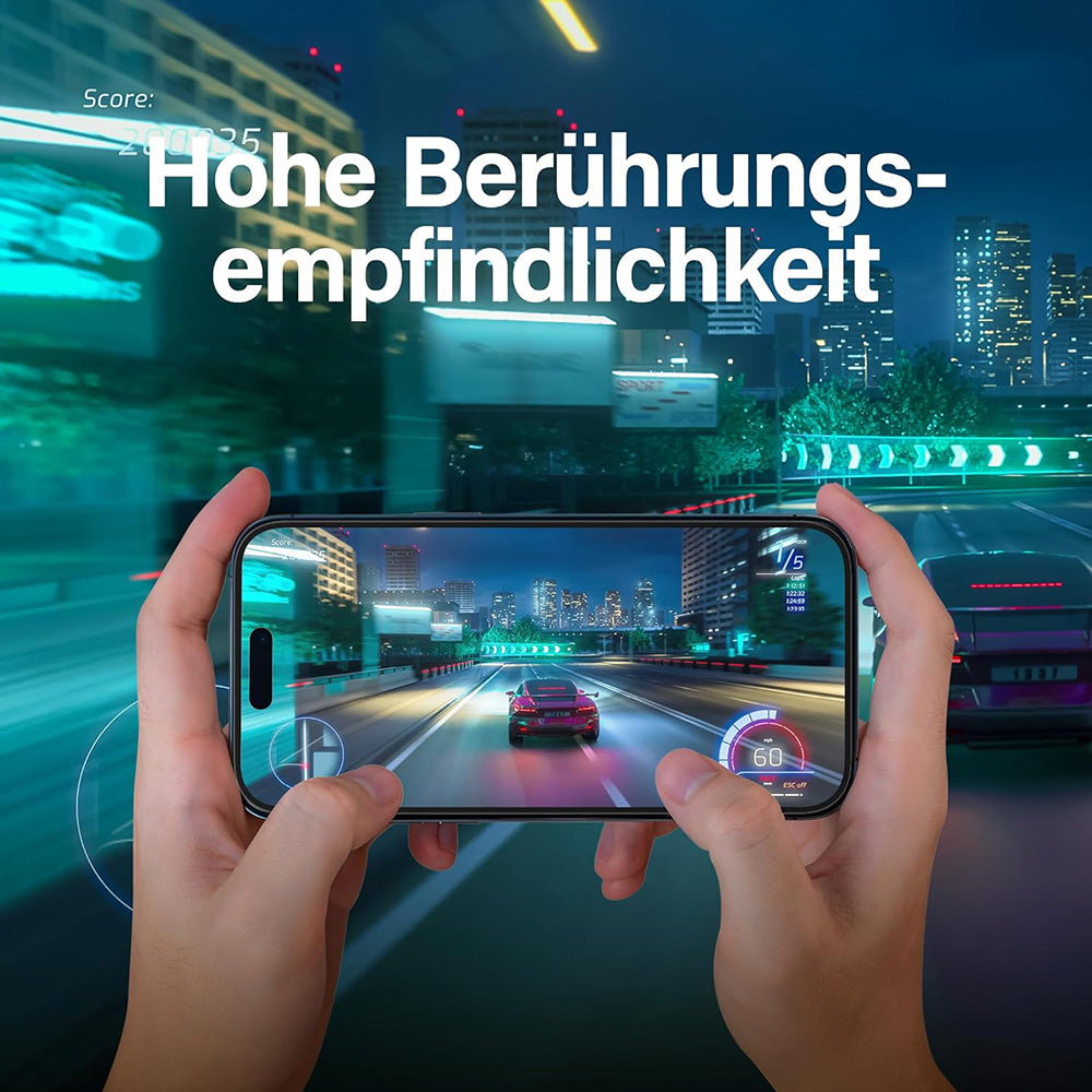 Zaščitna folija za zaslon Matte PanzerGlass Ultra-Wide Fit Gaming za Apple iPhone 16 Pro, Kaljeno steklo, Polno lepljenje, Črna