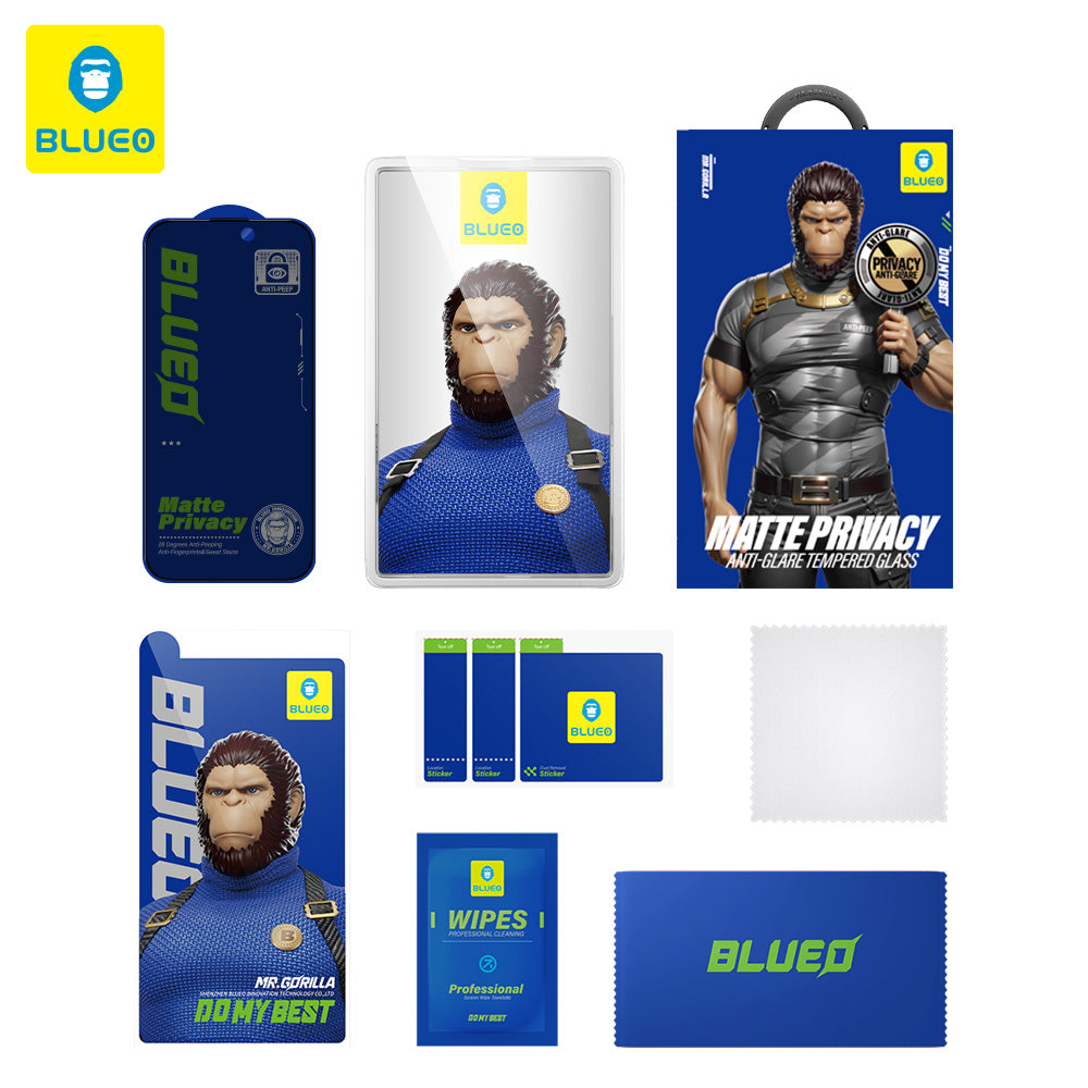 Zaščitna folija za zaslon Matte Privacy Blueo Anti-Peep za Apple iPhone 14 Pro Max, varnostno steklo, polno lepilo