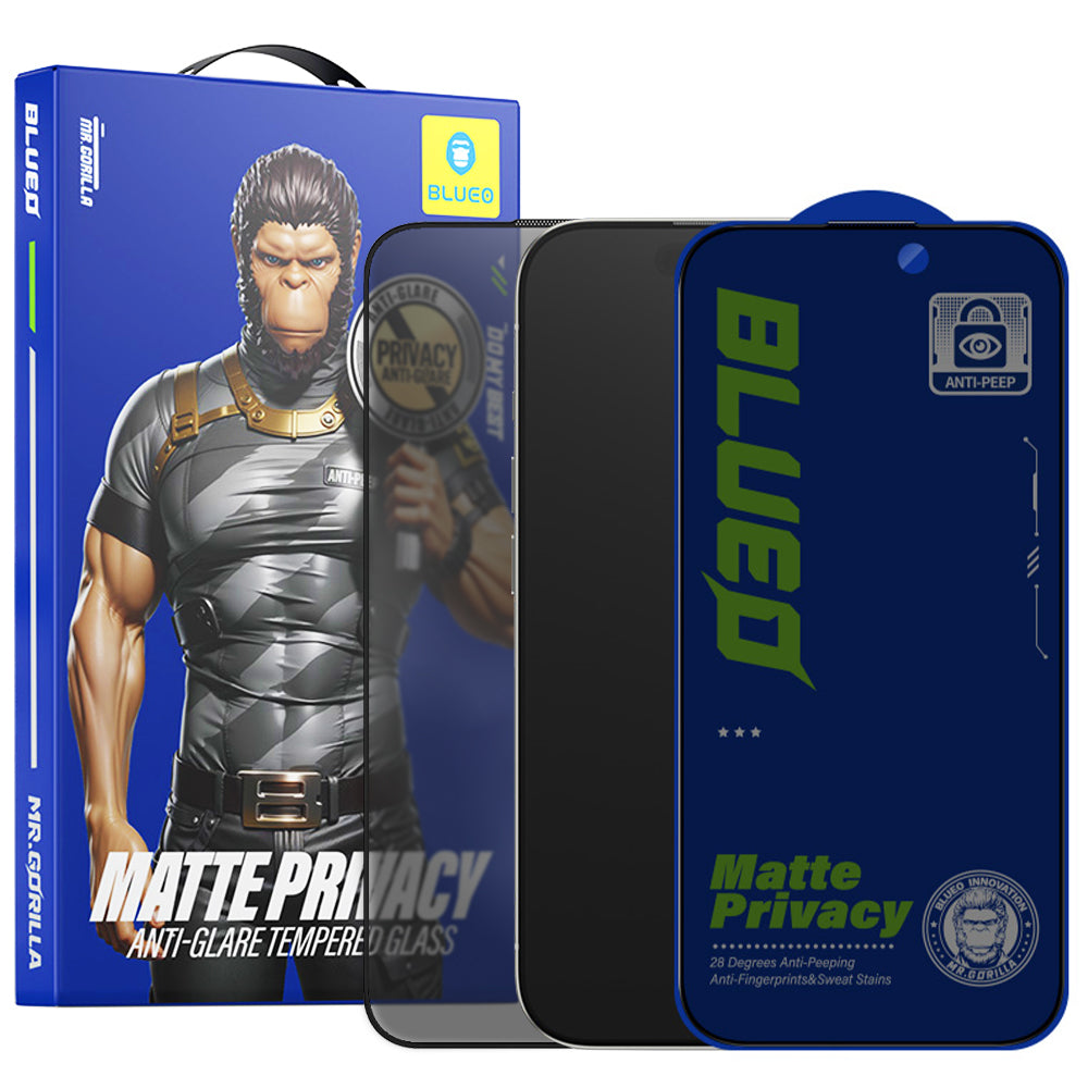 Zaščitna folija za zaslon Matte Privacy Blueo Anti-Peep za Apple iPhone 15 Pro, kaljeno steklo, polno lepilo