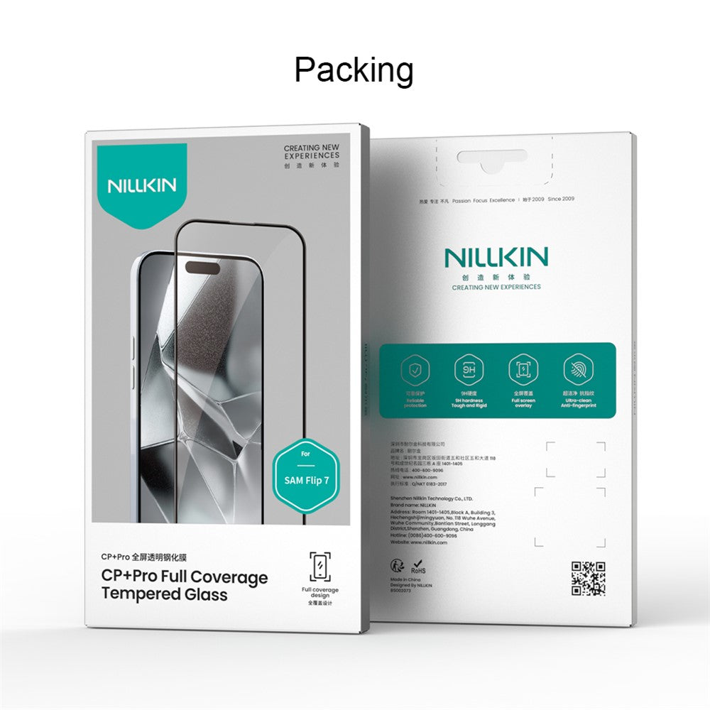 Zunanja zaščitna folija za zaslon Nillkin CP+ Pro za Samsung Galaxy Z Flip8 F776 / Z Flip7 F766, kaljeno steklo, polno lepilo, črna