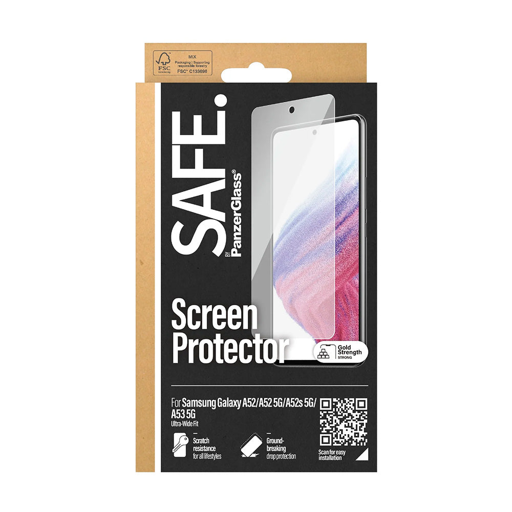 Zaščitna folija za zaslon PanzerGlass Safe. Ultra-Wide Fit za Samsung Galaxy A53 5G A536 / A52s 5G A528 / A52 5G A526, Kaljeno steklo, Polno lepljenje.