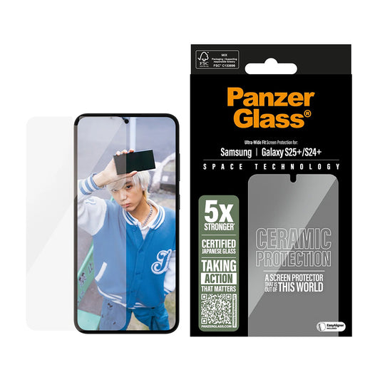 Zaščitna folija za zaslon PanzerGlass Ultra-Wide Ceramic EasyAligner za Samsung Galaxy S25+ S936 / S24+ S926, Kaljeno steklo, Polno lepljenje