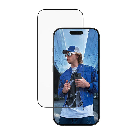 Zaščitna folija za zaslon PanzerGlass Ultra-Wide Fit EasyAligner za Apple iPhone 17 / 16 Pro, Kaljeno steklo, Polno lepilo, Črna