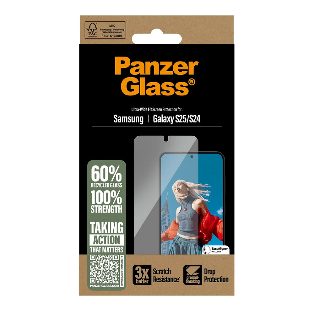 Zaščitna folija za zaslon PanzerGlass Ultra-Wide Fit za Samsung Galaxy S25 S931 / S24 S921, Kaljeno steklo, Polno lepljenje