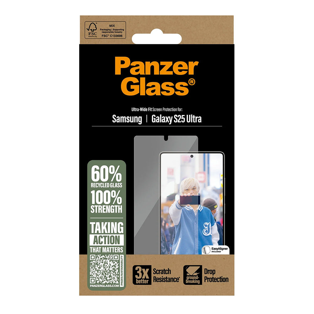 Zaščitna folija za zaslon PanzerGlass Ultra-Wide Fit za Samsung Galaxy S25 Ultra S938, Kaljeno steklo, Polno lepljenje