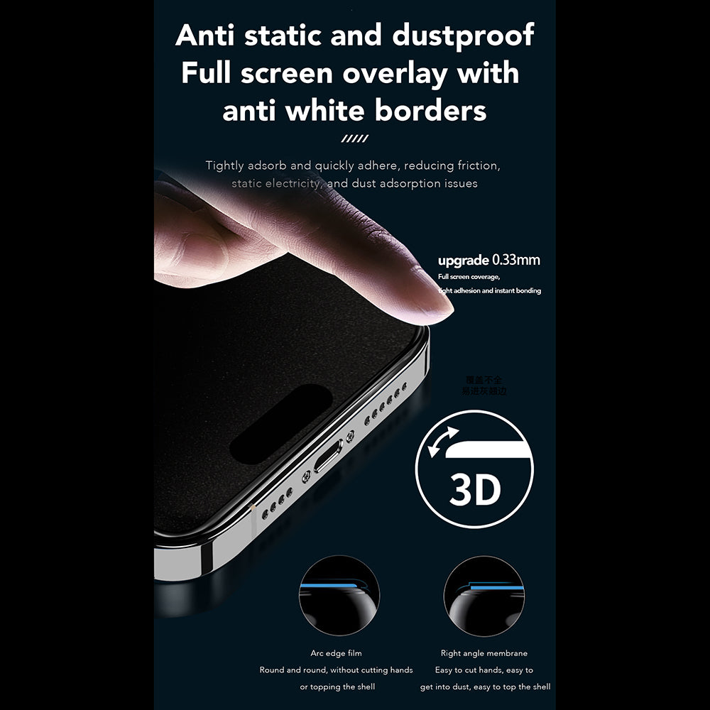 Zaščitna folija zaslona Privacy Anank 1X Reinforced 360 za Apple iPhone 16 Pro, varnostno steklo, polno lepilo, 2.5D