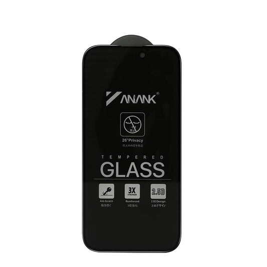 Zaščitna folija zaslona Privacy Anank 3X ojačana za Apple iPhone 16 Pro Max, varnostno steklo, polno lepilo, 2.5D