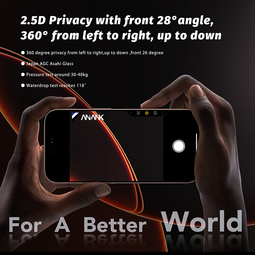Zaščitna folija za zaslon Privacy Anank 5X Reinforced 360 za Apple iPhone 17 Air, Kaljeno steklo, Full Glue, 2.5D