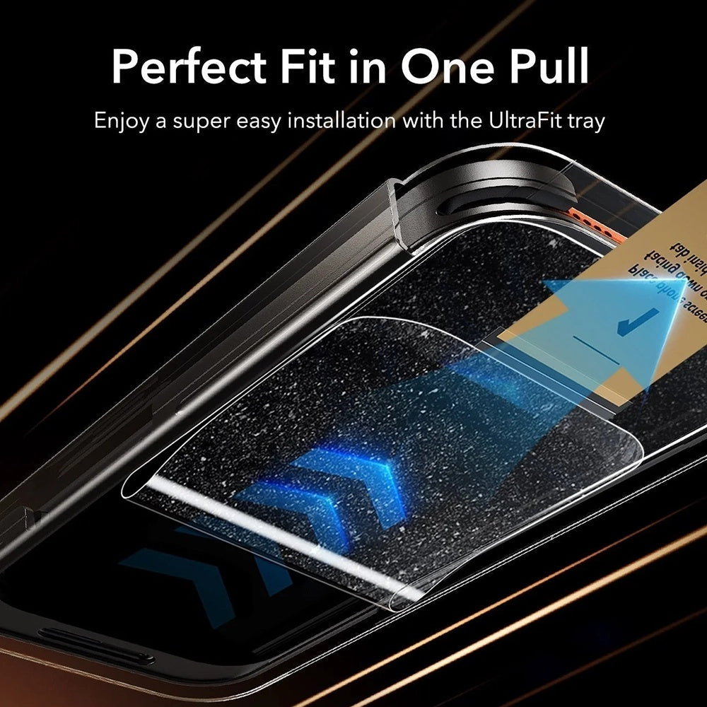 Zaščitna folija za zaslon Privacy ESR Armorite Pro UltraFit za Apple iPhone 18 Pro, kaljeno steklo, polno lepilo, komplet 3 kosi