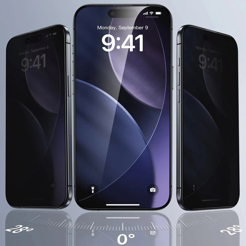 Zaščitna folija Ecran Privacy ESR UltraFit za Apple iPhone 17 / 16 Pro, Kaljeno steklo, Polno lepljenje, Set 3 kosi