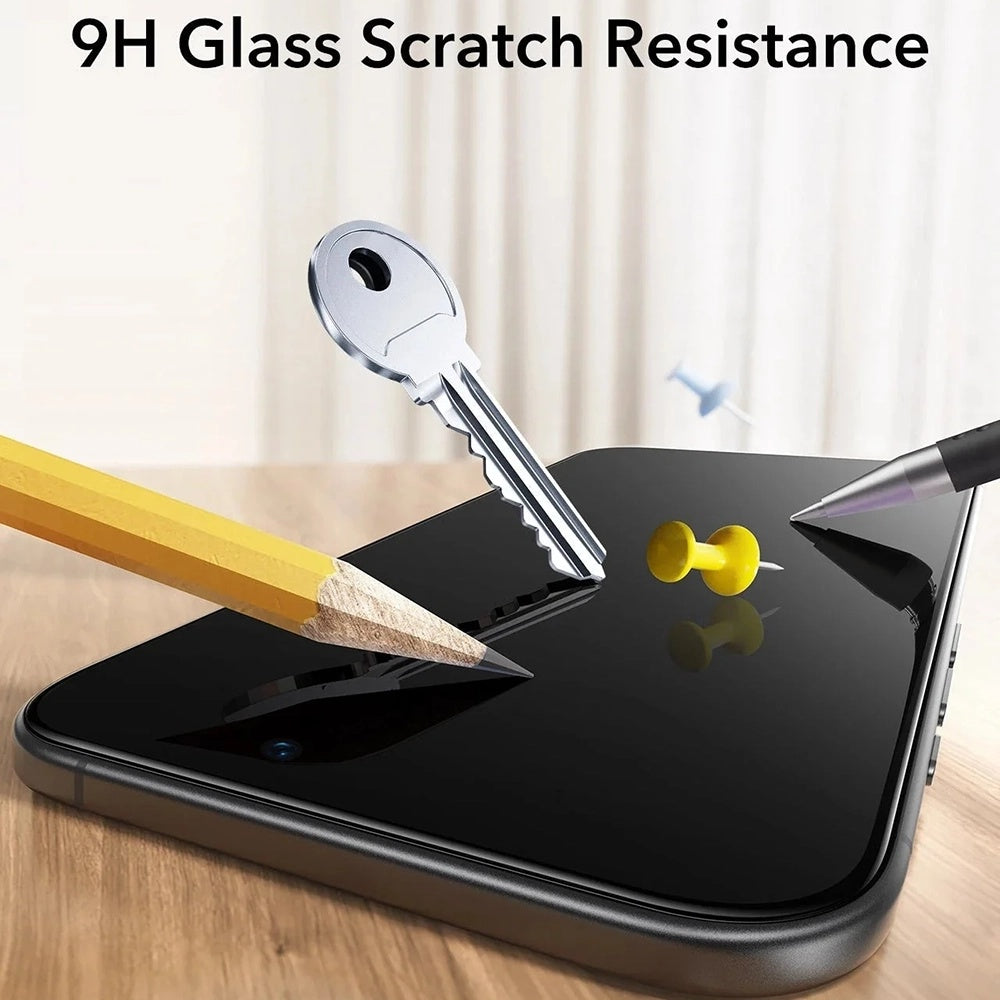 Zaščitna folija Ecran Privacy ESR UltraFit za Apple iPhone 17 / 16 Pro, Kaljeno steklo, Polno lepljenje, Set 3 kosi