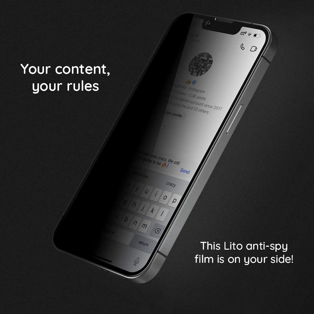 Zaščitna folija za zaslon Privacy Lito HD Pro za Apple iPhone 15 Plus, kaljeno steklo, popolno lepilo