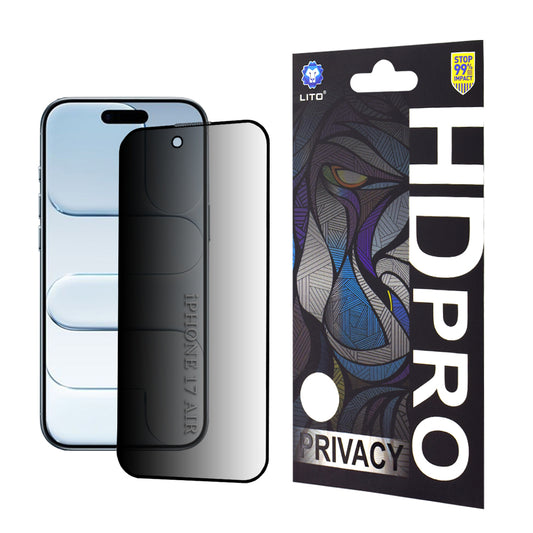 Zaščitna folija za zaslon Privacy Lito HD Pro za Apple iPhone 17 Air, Kaljeno steklo, Polno lepljenje