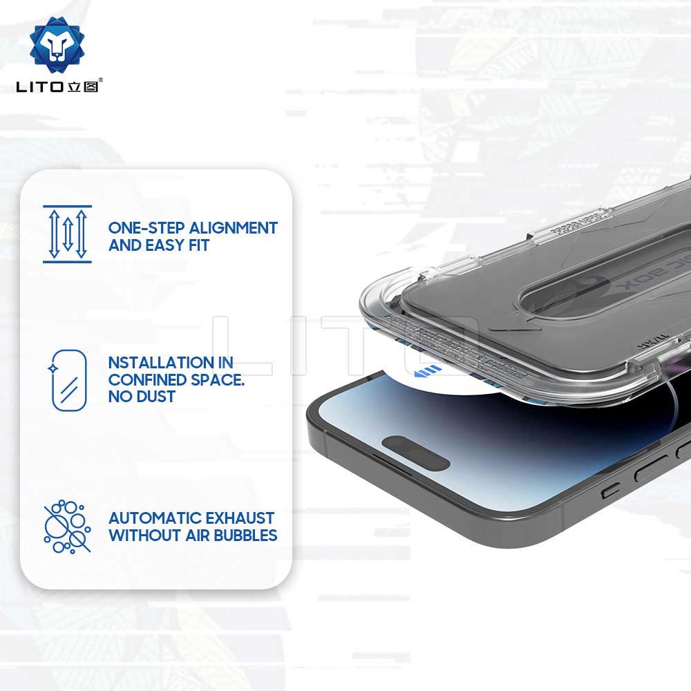 Zaščitna folija zaslona Privacy Lito Magic Glass Box D+ Tools za Apple iPhone 15 Pro, varnostno steklo, polno lepilo