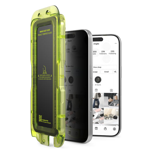 Zaščitna folija zaslona Privacy Ringke Easy Slide za Apple iPhone 18 Pro, kaljeno steklo, polno lepilo, komplet 2 kosa