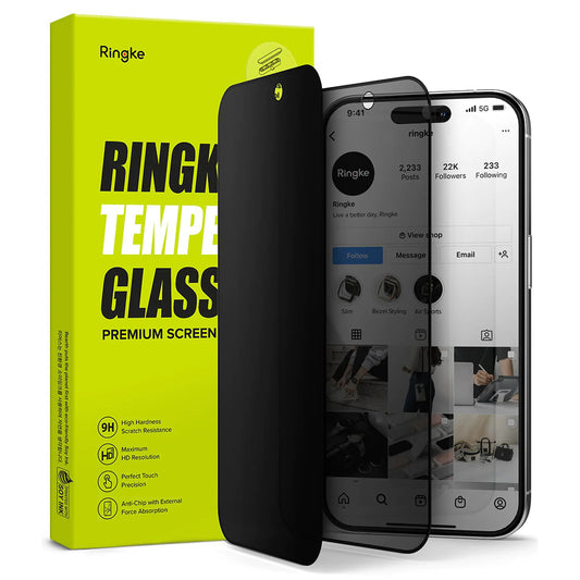 Zaščitna folija za zaslon Privacy Ringke za Apple iPhone 15 Pro, Kaljeno steklo, Polno lepilo